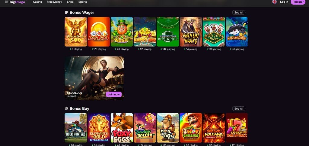 BigDrago Casino Interface