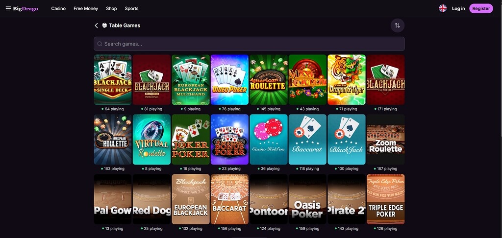 BigDrago Casino -Spiele