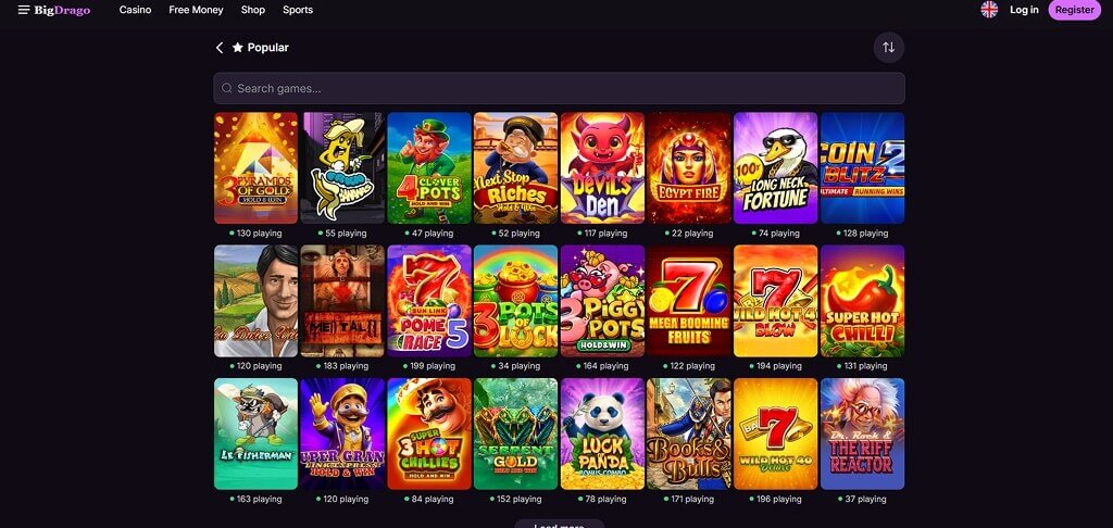 BigDrago Casino casinospellen