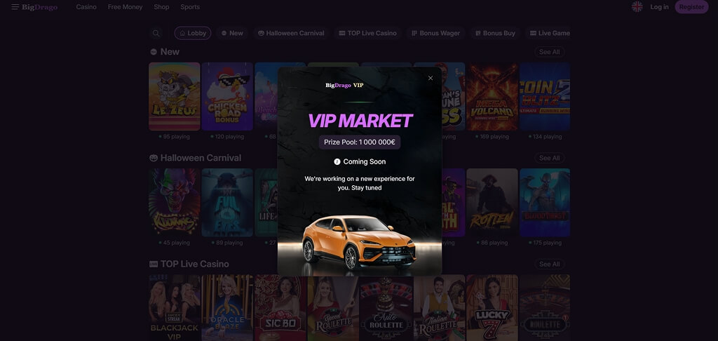 Boutique de bonus du casino BigDrago